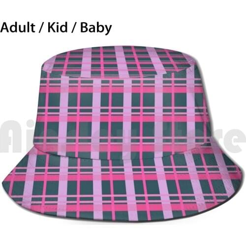 Pynk Complex Scotched Dark Teal Sun Hat Foldable UV Protection Pink Checkered Plain Simple Classic Scottish Academia