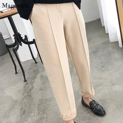 Thicken Women Pencil Pants 2021 Autumn Winter Plus Size Wool Female Work Suit Pants Women Loose Casual Trousers Capris 6648 50