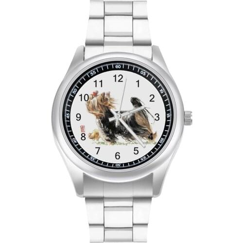Yorkshire Terrier Quartz Watch Steel Photo Wrist Watch Boys Home Retro Wideband Wristwatch