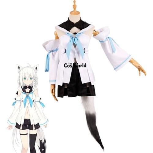 Youtuber Hololive Shirakami Fubuki Animal Fox Tops Shorts Uniform Outfit Anime Cosplay Costumes