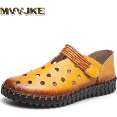 MVVJKE Soft Genuine Leather Hollow Shoes Women Slip On Female Loafers Moccasins Women Flats Casual Women Boat Shoes 2020 Fashion
