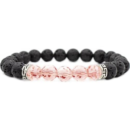 8mm Colorful Crystal Nature Lava Beads Bracelet Jewelry Women Gift