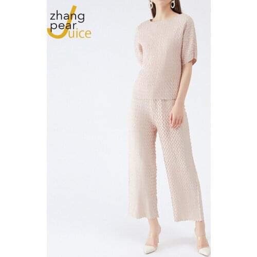 Women Elegant Solid Sets For Women Short Sleeve Blouse And Long Wide Pant Fashion Two Piece Sets Ladies Suits Set