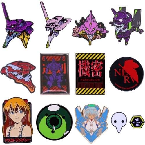 Cartoons Evangelion Berserk Anime Mecha Hard Enamel Pin Badges Brooch Into The Robot Shinji For Boy Jewelry Gift Accessories