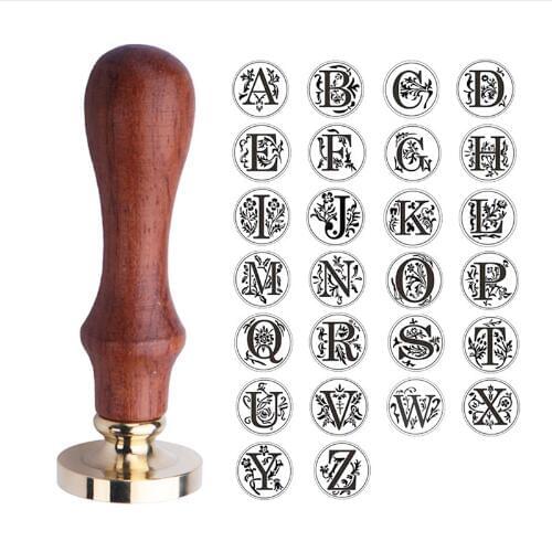 1pc Retro 26 Letters A - Z Sealing Wax Stamp Alphabet Letter Retro Wood Seal Kits Handmade Hobby Tools Sets Post Decor