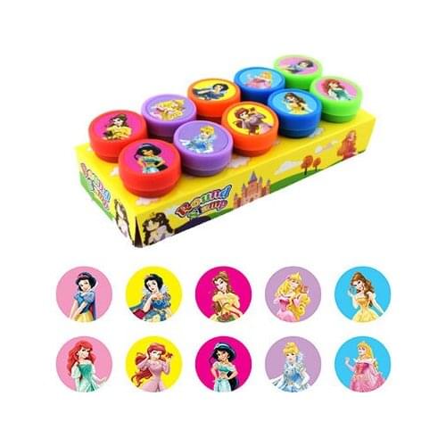 10Pcs/set Disney Princess Frozen Elsa Anna Jasmine Snow White Seals Stamp Cartoon Cute Figures Toys Birthday Gifts for Girls