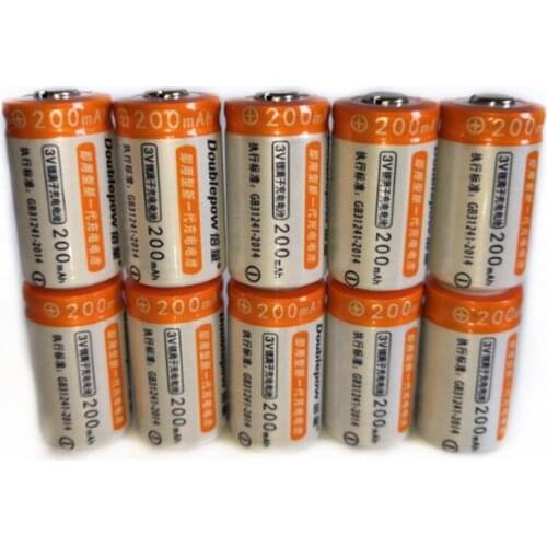 10pcs/lot High quality 3V 200mAh CR2 rechargeable battery 3V rechargeable lithium battery camera battery