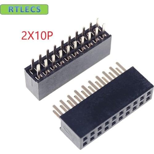 1000pcs 2x10 P 20 pin 1.27mm Pitch Pin Header Female dual row straight through hole DIP Rohs Lead free