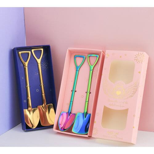 2PCS Merry Christmas Spoon Stainless Steel Coffee Spoon Shovel Kids Watermelon Ice Cream Spoon Birthday Gift Party Tableware