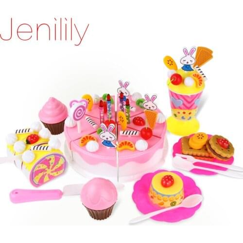 70pcs/Set Kitchen Toys DIY Pretend Play Fruit Cutting Birthday Cake Kitchen Food Toys for Children Girls Play House Toys