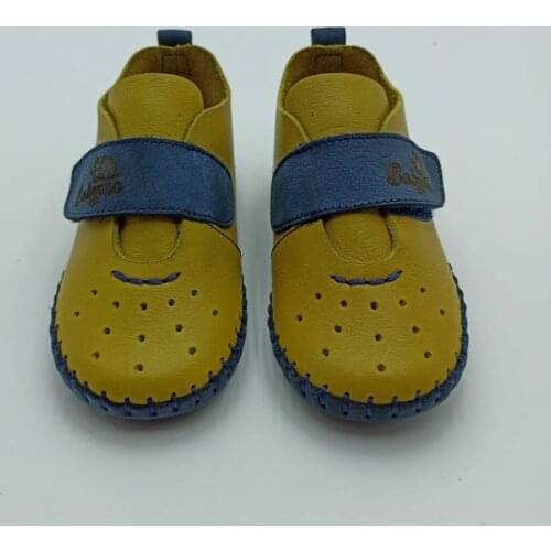 Babymo Mustard Velcro Genuine Leather Unisex Orthopedic Baby Booties First Stepper Home Shoes,baby shoes,Children shoes,dave bella