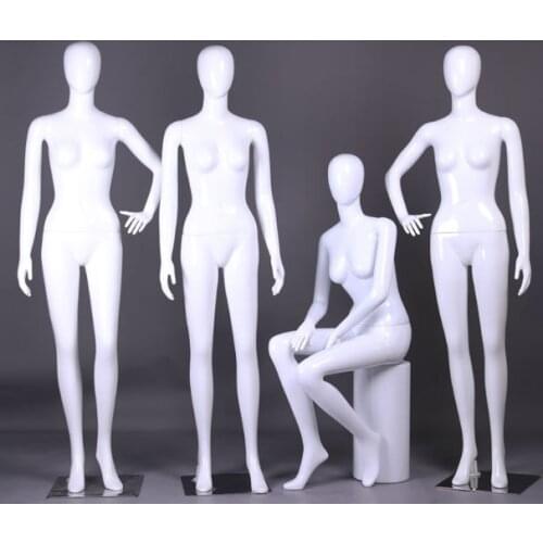 Shiny White Color Female Mannequin Full Body Women Model Customized On Promotion