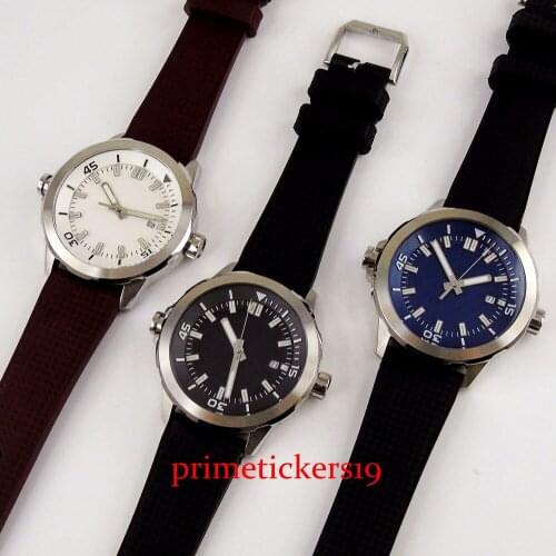 BLIGER 45mm black/blue/white colors dial rubber strap date indicator automatic movement creative watches dad gift