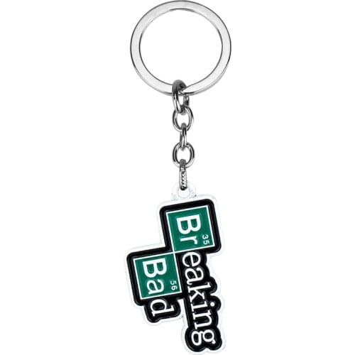 Movie BreakingBad Theme Keychain Jewelry Letter Pendant Breaking Bad Chemucal Symbol Keyring