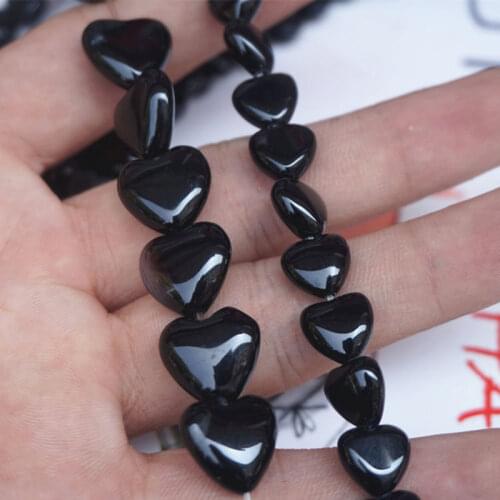 10-20mm Natural Heart Shape Black Agates Beads For Jewelry Making Beads Bracelets 15inch Needlework DIY Beads Trinket