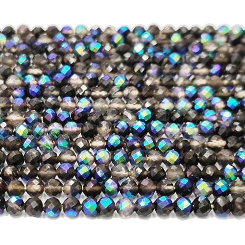 Natural Stone Loose Beads 3mm Northern Lights Angle Round Faceted Making DIY Bracelet Necklace Earrings Jewelry Accessories