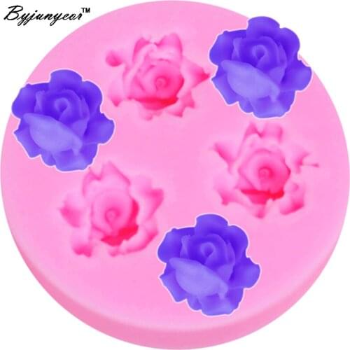 Byjunyeor M122 Rose Epoxy UV Resin Flowers Silicone Mold Forms for Soap DIY Crafts Mould Candle Molds Cake Tools