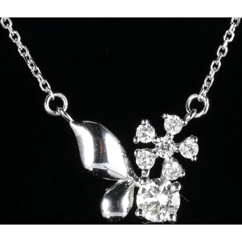 Solid 14k White Gold SI SI2 Natural Diamonds Women Necklace Pendant Fine Jewelry