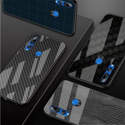 Carbon Fiber Tempered Glass Phone Case For Huawei honor 8X 9 10i 20i 20Lite 20Pro 30 Pro Cover Shell