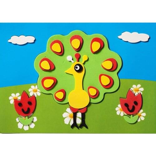 DIY Cartoon Animal 3D EVA Foam Sticker Puzzle Toys For Kids Girl Learning & Education Toys Random Styles NEW