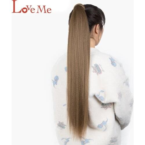 LOVE ME Long Straight Wrap Around Ponytail Hair Extension Heat Resistant New Style Ombre Color Synthetic Ponytail Easy Wear