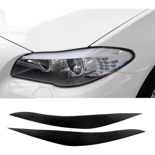 For BMW 5 Series F10 F11 F18 2010-2017 Gloss Black Headlights Eyebrow Eyelid Trim Cover Sticker Refitting