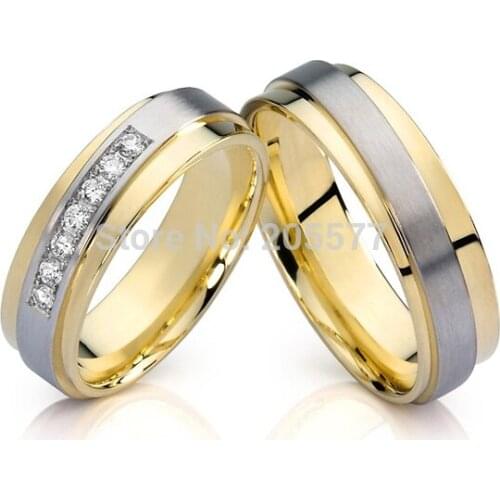 Affordable europe style cz engagement couples wedding rings sets jewelry anel de casamento