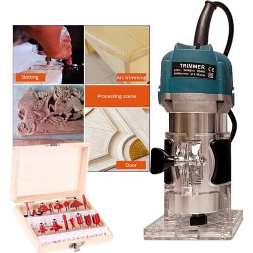 Wood Router 800W 30000rpm Electric Trimmer Woodworking Machines Power Carpentry Manual Trimmer Tools with Milling Cutter