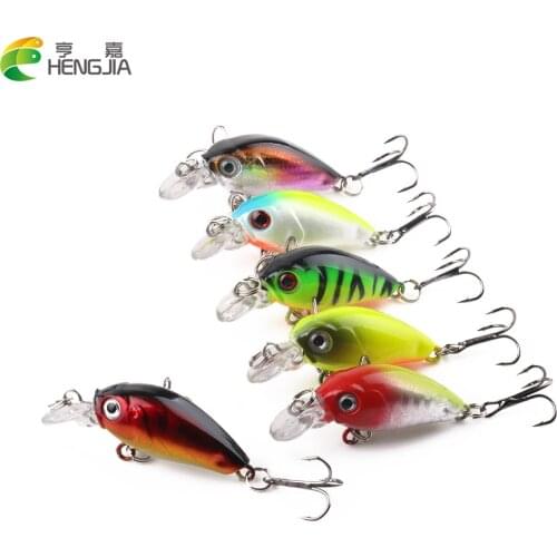 HENGJIA 1PC 4.5cm/4g Diving Crankbait Wobble Fatty Mini Bass Fishing Lure 3D Eyes Treble Hooks