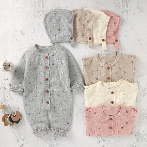 Excellence Bag Store 2021 New Baby Clothing Baby Boy Bodysuit For Kids Long Sleeve Rompers Send Hats 2 Piece Girls Jumpsuit 0-2Y