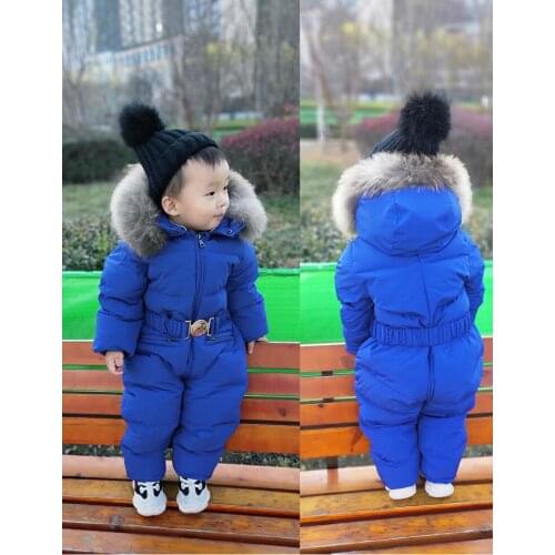 Baby Romper Winter Snowboarding Kids JumpSuits Waterproof Windproof Outdoor Camping Ski Jacket Pants Girls Boys Children Hooded