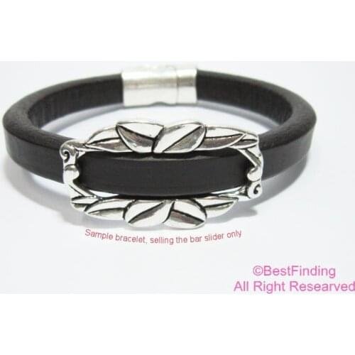 Licorice bar slider 10x6mm Leaf side licorice leather findings -LT12