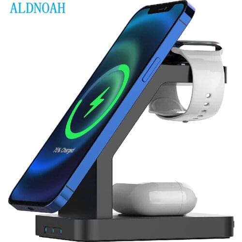 2021 15W 3 in 1 Magnetic Wireless Charging for Apple Watch Se 6 5 4 3 2 AirPods Pro 2 Stand Dock for iPhone 12 Pro Max Mini