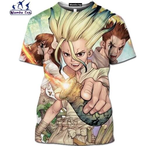 Mamba top Comic Dr STONE shirt homme fashion funny mens T-Shirts 3D Anime Harajuku Ishigami Senkuu tees Short sleeve Streetwear