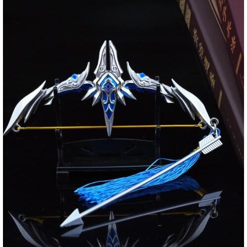 Alloy Sword Toy 14cm Cosplay Silver Weapon Model Bow and Arrow Weapon Model Zinc Alloy Electroplating Metal Crafts Ornaments