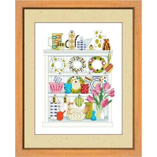 Beautiful kitchenware cross stitch package 18ct 14ct 11ct white cloth cotton thread embroidery DIY handmade needlework