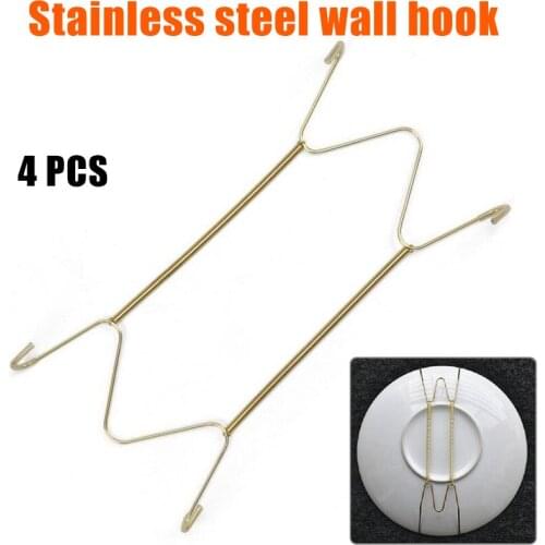Wall Display Plates Dish Hangers Holder Stainless Steel Hanger Spring Plates Holder Hook Wall Mount Adapter Home Decoration