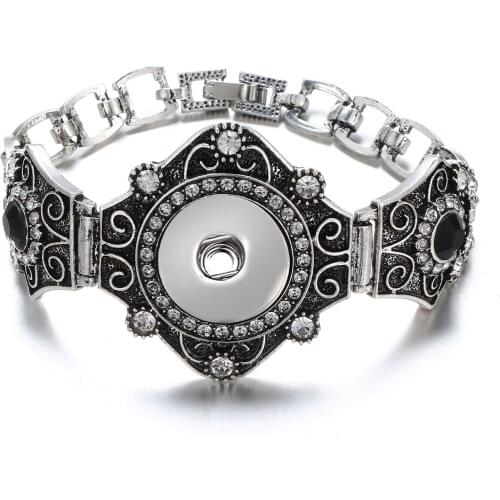 New SG0124 fashion beauty crystal pattern punk snap Bracelets 20cm fit 18MM snap buttons jewelry wholesale