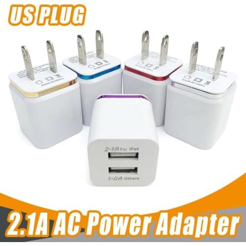 New High quality 2a color edge 2 dual usb travel home wall charger for cube iphone 7 8 ipad samsung wholesale US Plugs 300 pcs