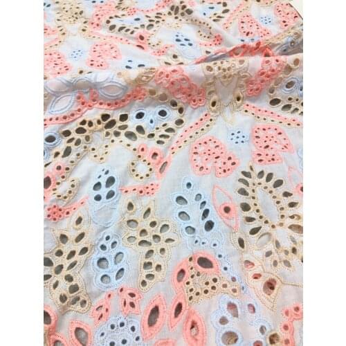 New Style Cotton Nigerian Lace Fabric 2021 High Quality Lace Water Soluble Embroidered Fashion Soft Lace Fabric 5 Yards