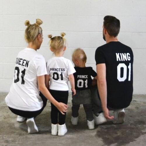 King Queen Prince Princess 01 Father Mother Daughter Son Matching Shirts King and Queen Shirts Outfits 1pcs Family Team T-shirts