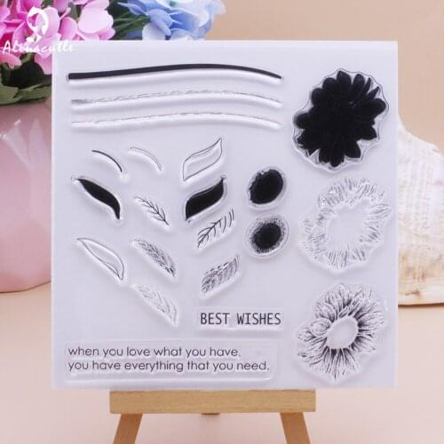Alinacutle Clear Stamp Layered Flower Branch Leaves Set Scrapbooking Handmade Card Paper Craft Rubber Transparent Silicon Stamp