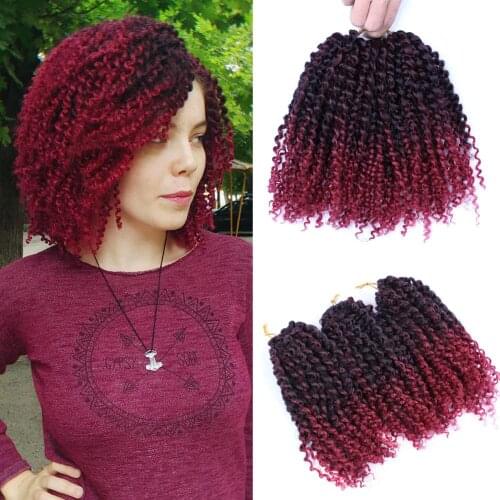 DAIRESS 8" Short Marlybob Crochet Braiding Hair 3 Bundles/Lot Afro Kinky Curly Synthetic Ombre Crochet Braids Hair Extensions