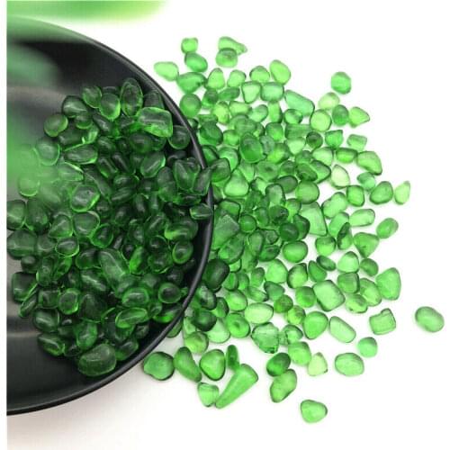 Drop Shipping 50g 7-9mm Green Glass Gravel Glaze Stone Rock Polished Aquarium Specimen Decor Natural Stones and Crystals