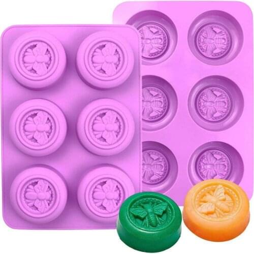 DIY Silicone 6 Cavities Bee Soap Mold Multifunction Bee Shape Fondant Cake Mold Baking Tool DIY Mini Bee Candle Mold