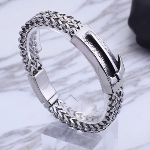 New ax Stylish personality is not allergic trendy mens titanium steel bracelet