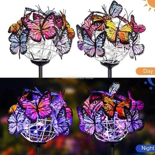 Solar Stake Light Butterfly Decor Waterproof Garden Outdoor Garden Solar Lights Durable RGB Backyard Pathway Flashlight Dropship