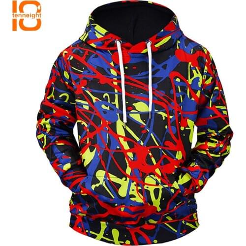 TENNEIGHT sports hooded Sweatshirts outdoor mens sports jacket autumn and winter graffiti 3D Hooded Sweatshirts training shirts