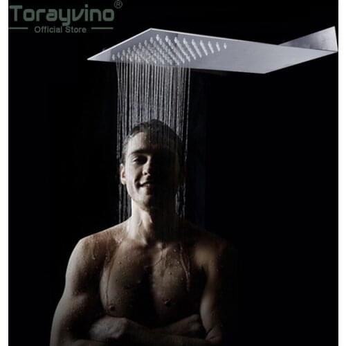 Torayvino Luxury 304 Stainless Steel Rainfall Wall Mounted Bathroom Shower Head Faucet Shower Chrome Polished Finish Faucets