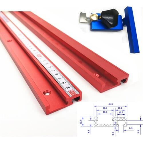 400/600/800mm Aluminum Alloy T-Track Woodworking T-slot Miter Track with Scale/Miter Track Stop for Wood Working Router Table